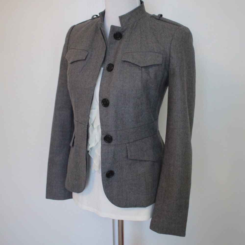 Banana Republic Wool Military Style Gray Jacket